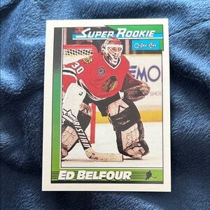 Super Rookie Ed Belfour Hockey Card - Red and Black